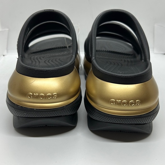 Crocs Mega Crush Metallic Black/Gold Triple Strap Sandal Unisex Women 9. Men 7. - Picture 5 of 14